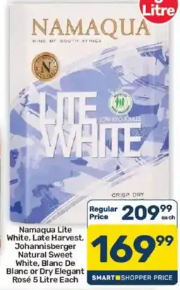 Pick n Pay Hypermarket Namaqua Lite White, Late Harvest, Johannisberger Natural Sweet White, Blanc De Blanc or Dry Elegant Rosé offer