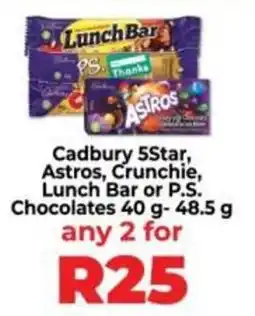 Food Lover's Market Cadbury 5Star, Astros, Crunchie, Lunch Bar or P.S. Chocolates offer