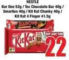 Boxer Nestlé - bar one, tex chocolate bar, smarties, kit kat chunky, kit kat 4 finger offer