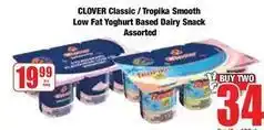 Boxer Clover - classic / tropika smooth low fat yoghurt based dairy snack offer