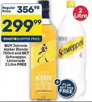 Pick n Pay Hypermarket Schweppes - johnnie walker blonde 750ml + lemonade 2 litre offer
