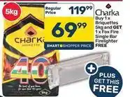 Pick n Pay Hypermarket Buy 1 briquettes 5kg and get 1 fox fire single bar firelighter free offer