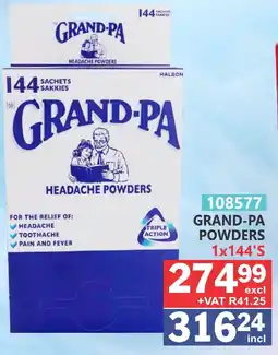 Arrow Cash And Carry GRAND-PA HEADACHE POWDERS offer