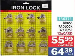 Arrow Cash And Carry IRON LOCK BRASS PADLOCK offer