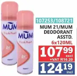 Arrow Cash And Carry MUM 21/MUM DEODORANT ASSTD. offer