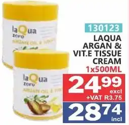 Arrow Cash And Carry laqua zero ARGAN OIL & VIT.E TISSUE CREAM offer