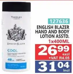 Arrow Cash And Carry Yardley English Blazer Hand and Body Lotion Assorted offer