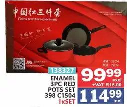Arrow Cash And Carry ENAMEL 3PC RED POTS SET offer