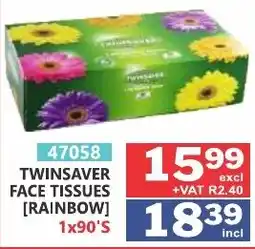 Arrow Cash And Carry TWINSAVER FACE TISSUES [RAINBOW] offer