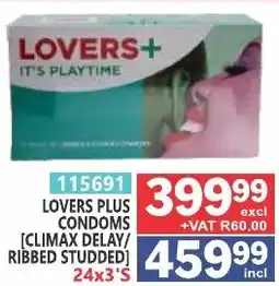Arrow Cash And Carry LOVERS PLUS CONDOMS [CLIMAX DELAY/ RIBBED STUDDED] offer