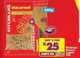Shoprite Ritebrand - macaroni / spaghetti offer