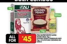 Shoprite Super white - super maize meal 1kg + parboiled rice 1kg + pure cooking oil 500ml offer