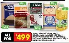Shoprite Jumbo - brown sugar, parboiled rice, cake flour, super white maize meal, pure cooking oil offer