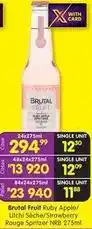 Apple - brutal fruit ruby / litchi sèche/strawberry rouge spritzer nrb 275ml