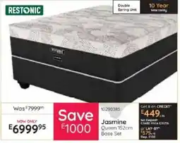 Bradlows RESTONIC Jasmine Queen 152cm Base Set offer