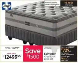 Bradlows Sealy Salvador King 183cm Base Set offer