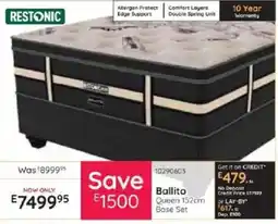 Bradlows Restonic Ballito Queen 152cm Base Set offer