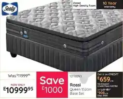 Bradlows Sealy Rossi Queen 152cm Base Set offer
