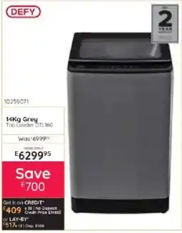 Bradlows DEFY 14Kg Grey Top Loader DTL160 offer