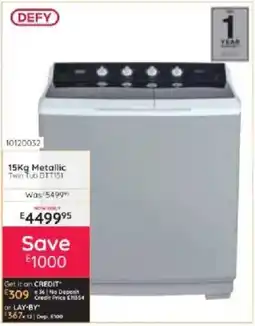 Bradlows DEFY 15Kg Metallic Twin Tub DTT151 offer
