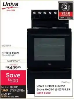 Bradlows Univa 4 Plate Electric Stove offer