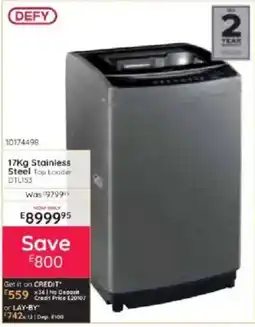 Bradlows DEFY 17Kg Stainless Steel Top Loader offer