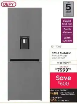 Bradlows DEFY 323Lt Metallic Freezer Fridge offer