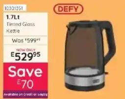 Bradlows DEFY Tinted Glass Kettle offer