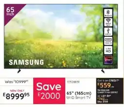 Bradlows SAMSUNG 65" (165cm) UHD Smart TV offer