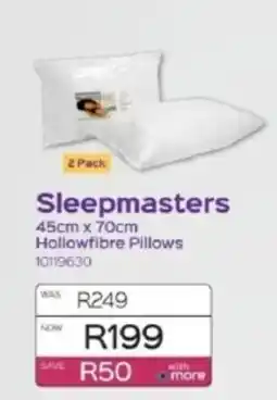 Sleepmasters Sleepmasters Hollowfibre Pillows offer