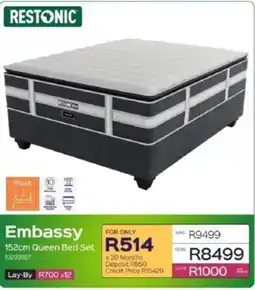 Sleepmasters Restonic Embassy 152cm Queen Bed Set offer