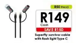 Chatz Connect SuperFly survivor cable with flash light Type C offer