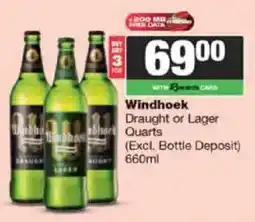 Spar Tops Windhoek Draught or Lager Quarts offer