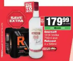 Spar Tops Smirnoff 1818 Vodka and Reboost offer