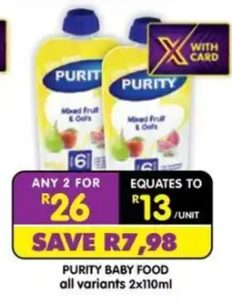 Shoprite PURITY BABY FOOD offer