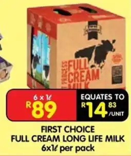 Shoprite First Choice Full Cream Long Life Milk offer