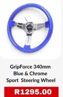 Autostyle GripForce 340mm Blue & Chrome Sport Steering Wheel offer
