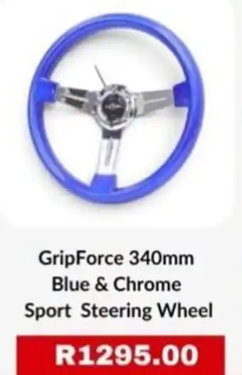 GripForce 340mm Blue & Chrome Sport Steering Wheel