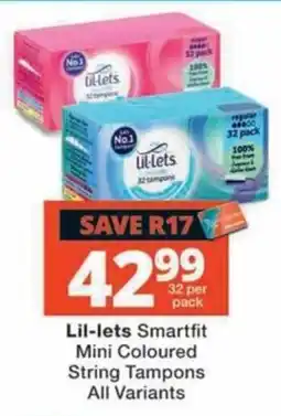 MediRite Lil-lets Smartfit Mini Coloured String Tampons offer