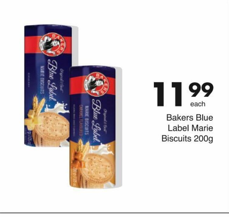 Baker Blue Label Marie Biscuits 200g offer at Save