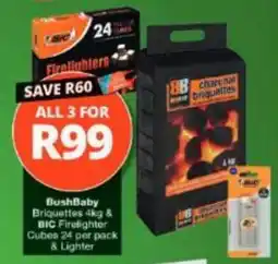 Checkers Hyper BushBaby Briquettes & BIC Firelighter Cubes offer