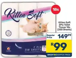 Pick n Pay Hypermarket Kitten Soft 2Ply Toilet Tissue 18s (350 Sheets) offer