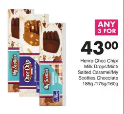 Save Henro Choc Chip/Milk Drops/Mint/Salted Caramel/My Scotties Chocolate offer
