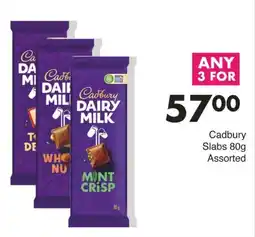 Save Cadbury Slabs 80g Assorted offer