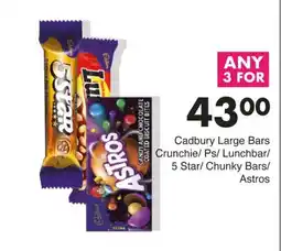 Save Cadbury Large Bars offer