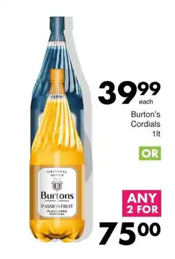 Save Burton's Cordials offer