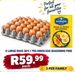 Take 'n Pay X LARGE EGGS 30'S + 75G HINDS EGG SEASONING FREE offer