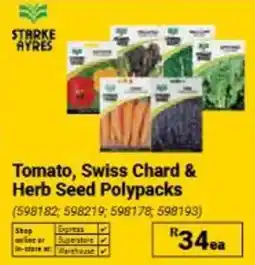Builders Warehouse Starke Ayres Tomato, Swiss Chard & Herb Seed Polypacks offer