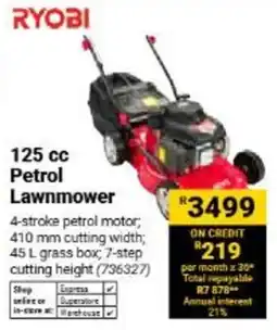 Builders Warehouse RYOBI 125 cc Petrol Lawnmower offer