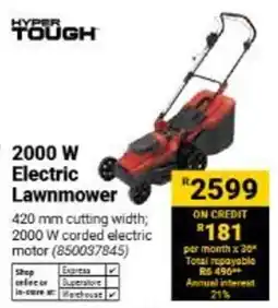 Builders Warehouse Hyper Tough 2000 W Electric Lawnmower offer